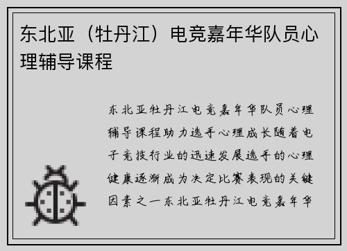 东北亚（牡丹江）电竞嘉年华队员心理辅导课程